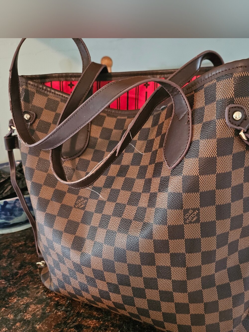 LOUIS VUITTON EBENE DAMIER Bag, Vintage Louis Vuitton Handbag